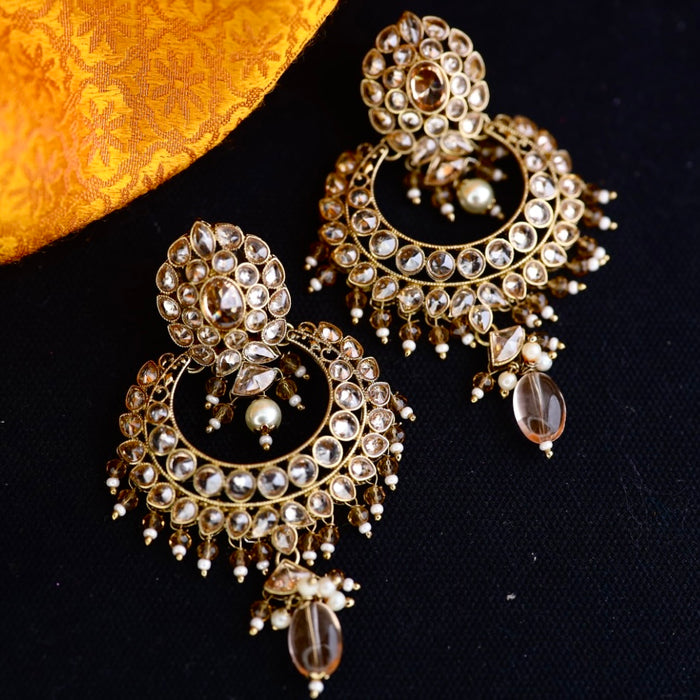 Trendy stones and pearl flat earrings 124676