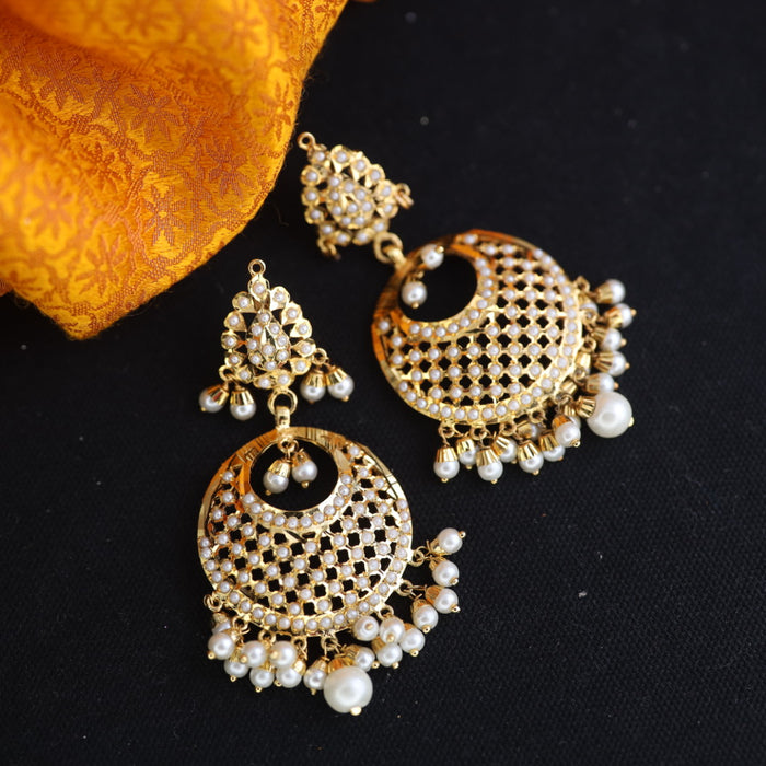 Heritage gold plated pearl flat earrings 124669