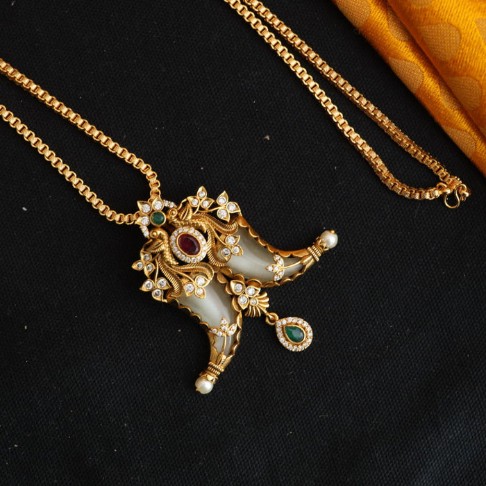 Antique mens long pendant with gold chain 144890
