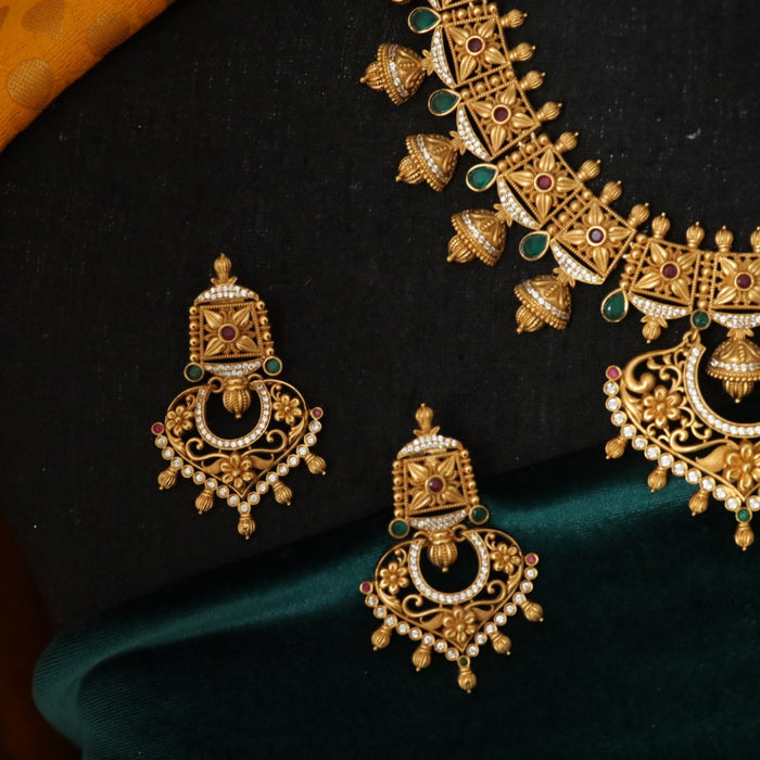 Antique short necklace with earrings 144876