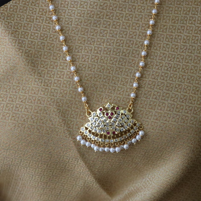 Heritage gold plated padakam long pearl chain 1657768