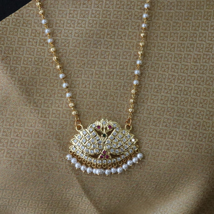 Heritage gold plated padakam long pearl chain 1657769