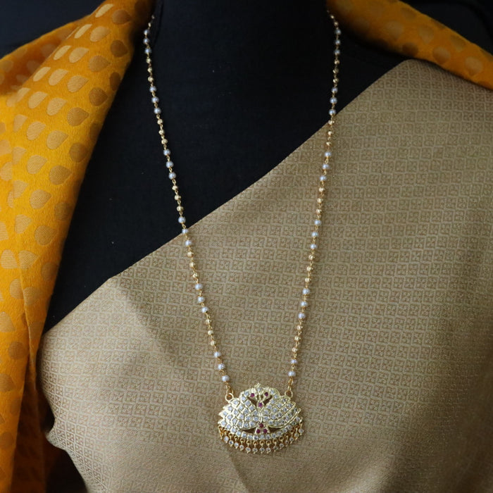 Heritage gold plated padakam long pearl chain 1657769