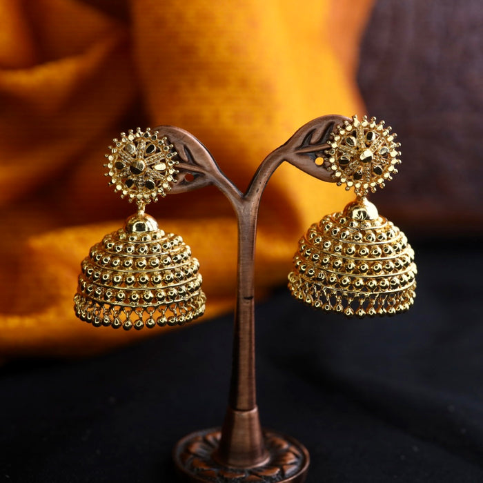 Heritage gold plated jumka earrings 124656