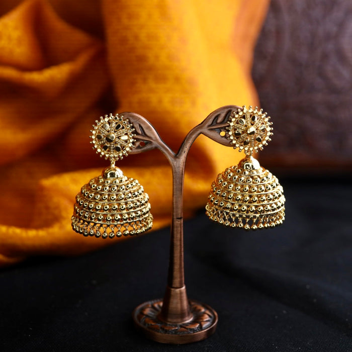 Heritage gold plated jumka earrings 124656