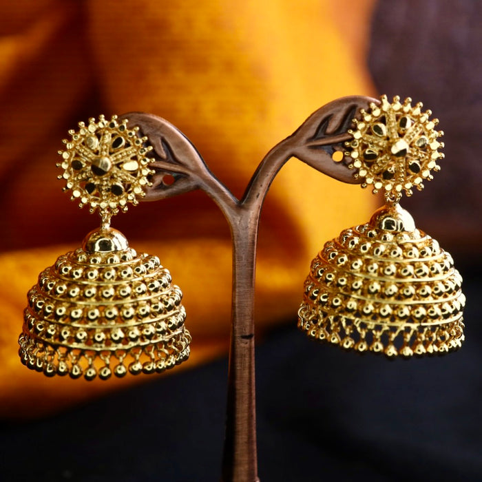 Heritage gold plated jumka earrings 124656