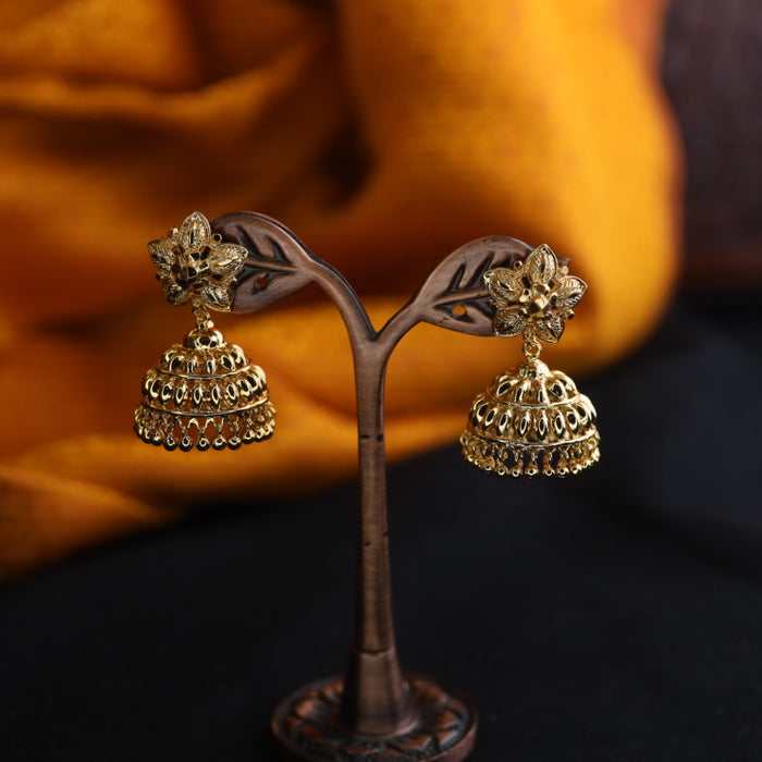 Heritage gold plated jumka earrings 1246544