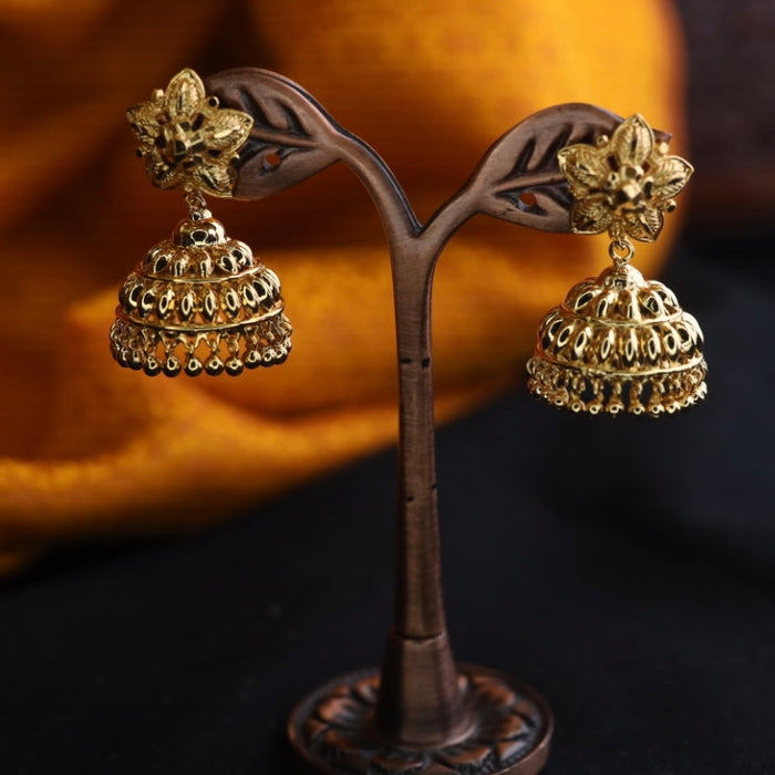 Heritage gold plated jumka earrings 1246544