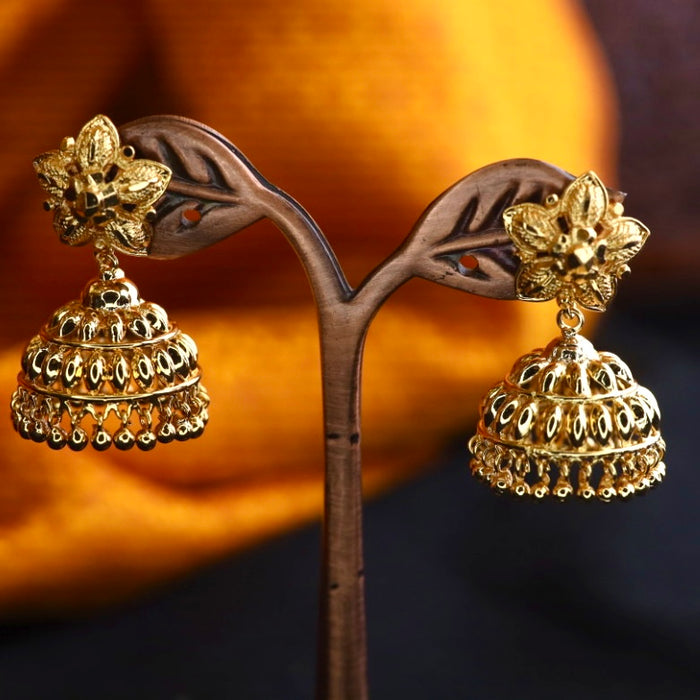 Heritage gold plated jumka earrings 1246544