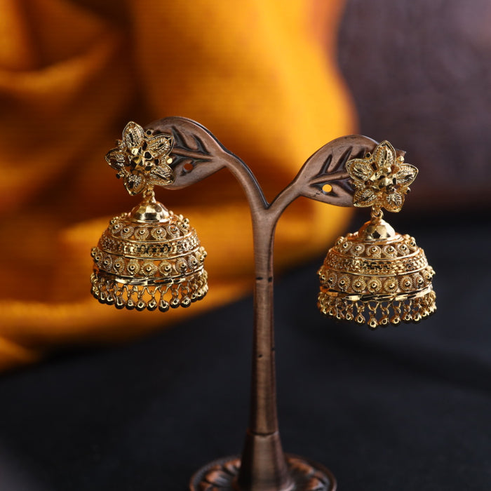 Heritage gold plated jumka earrings 1246543