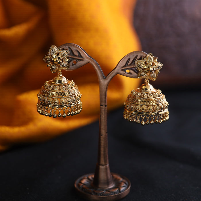 Heritage gold plated jumka earrings 1246543