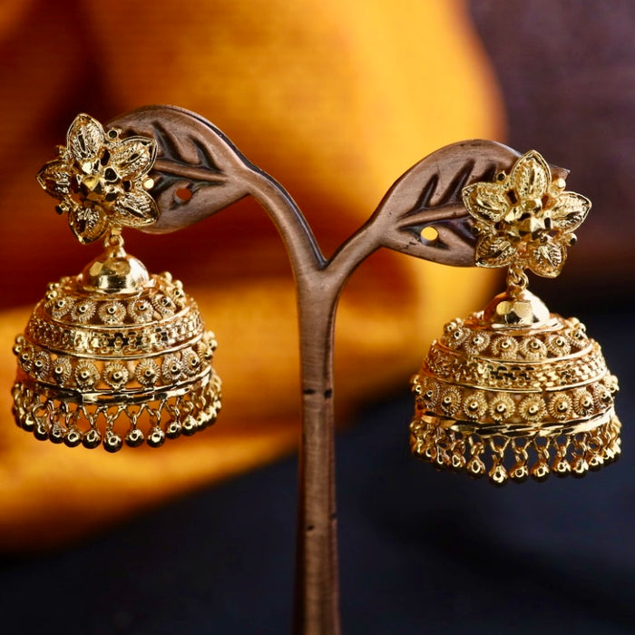 Heritage gold plated jumka earrings 1246543