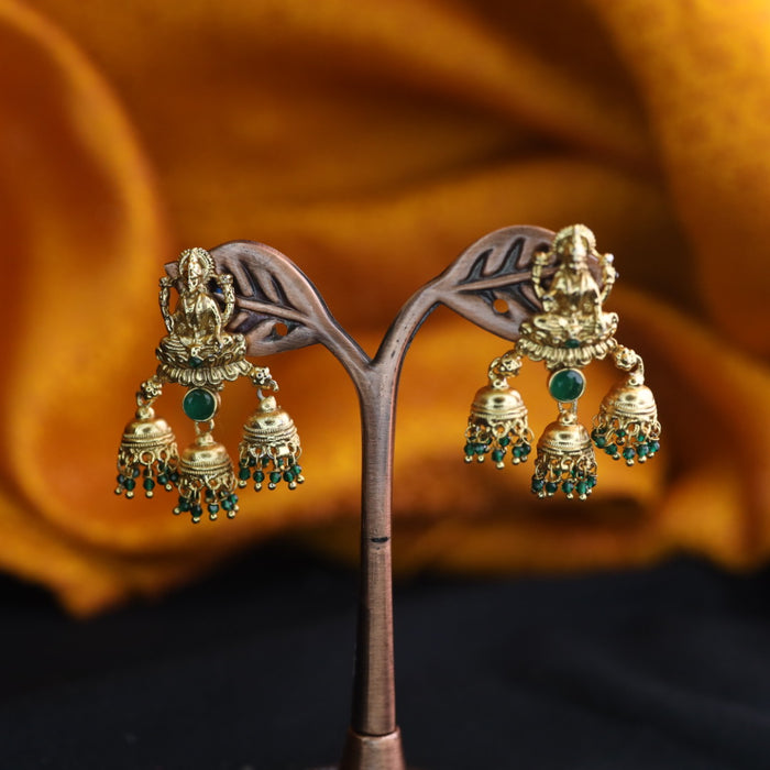 Antique green bead jumka earrings 124669