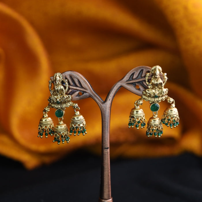 Antique green bead jumka earrings 124669