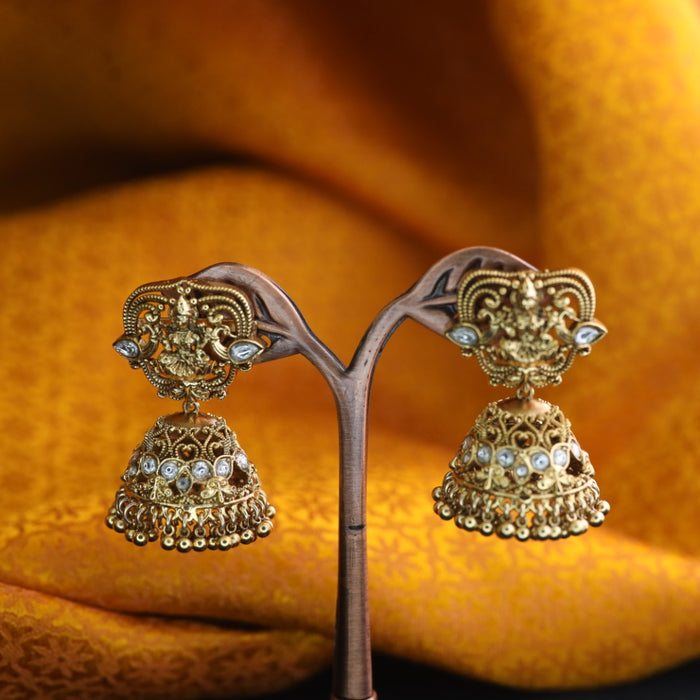 Antique white stone jumka earrings 124668