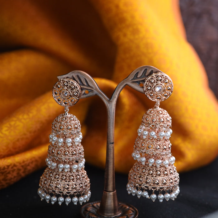 Rosegold and pearl jumka earrings 124668