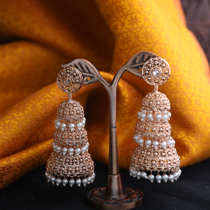 Rosegold and pearl jumka earrings 124668