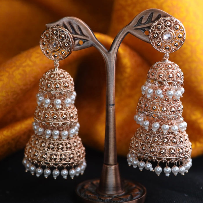 Rosegold and pearl jumka earrings 124668