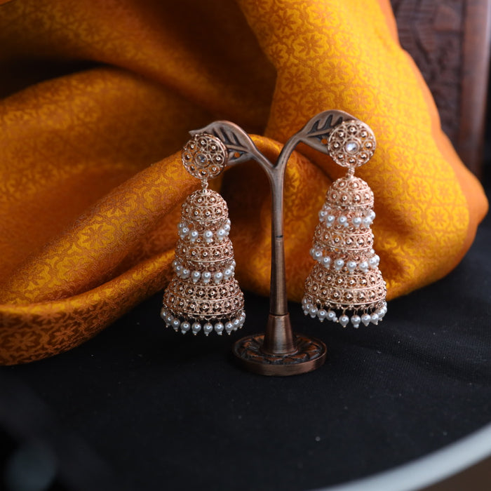 Rosegold and pearl jumka earrings 124668