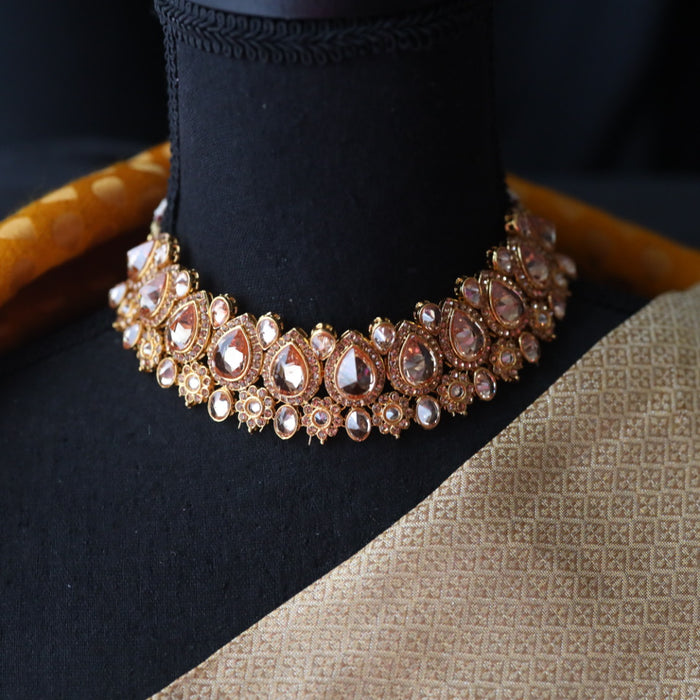 Clearance Trendy gold stone choker necklace 1675783