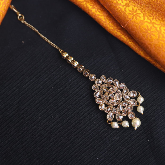 Trendy stone and pearl maang tikka 144365