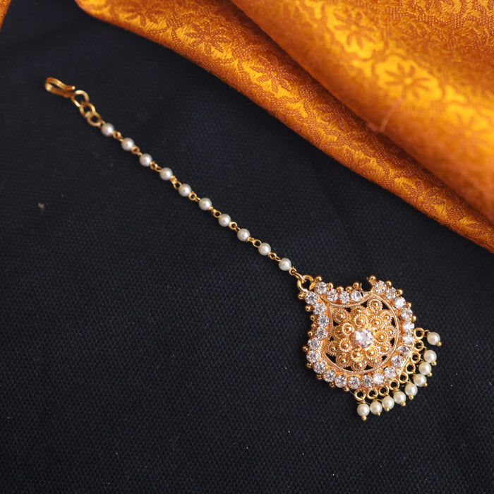 Heritage pearl gold plated maang tikka 144787
