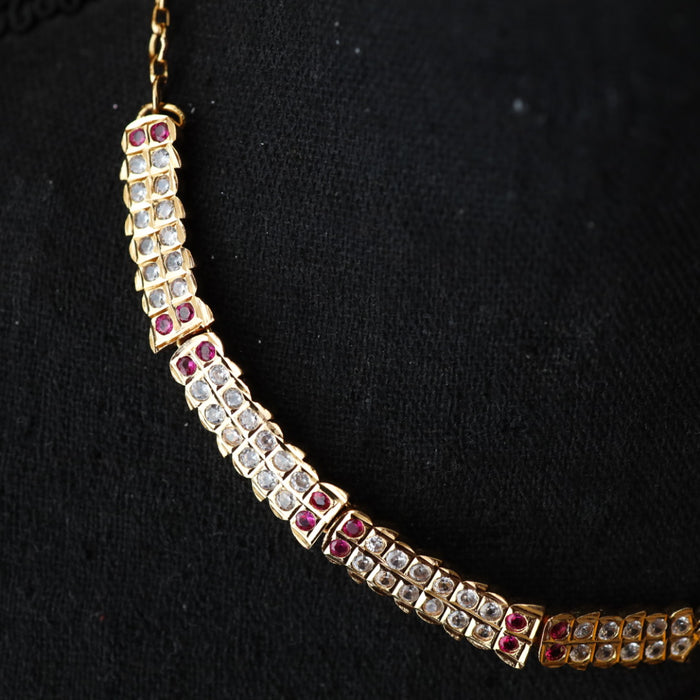 Heritage gold plated ruby stone short necklace 76652111