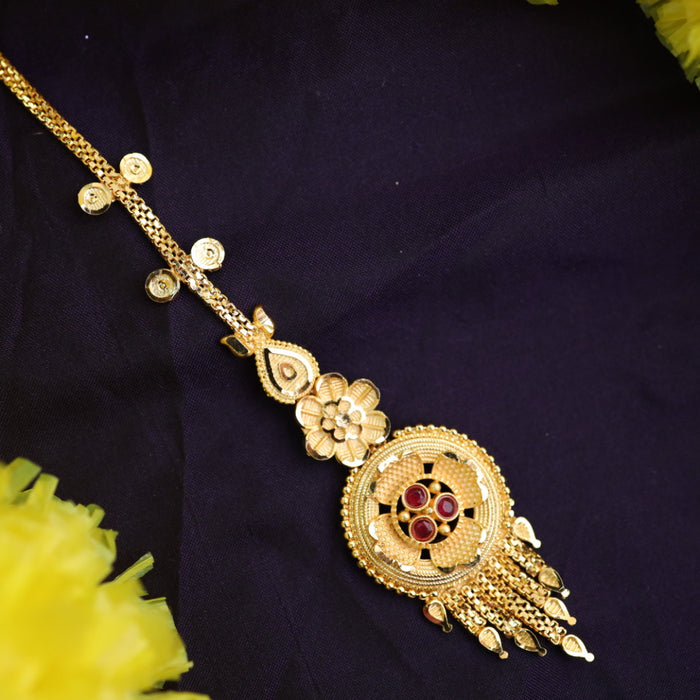 Heritage gold plated ruby stone tikka 222633