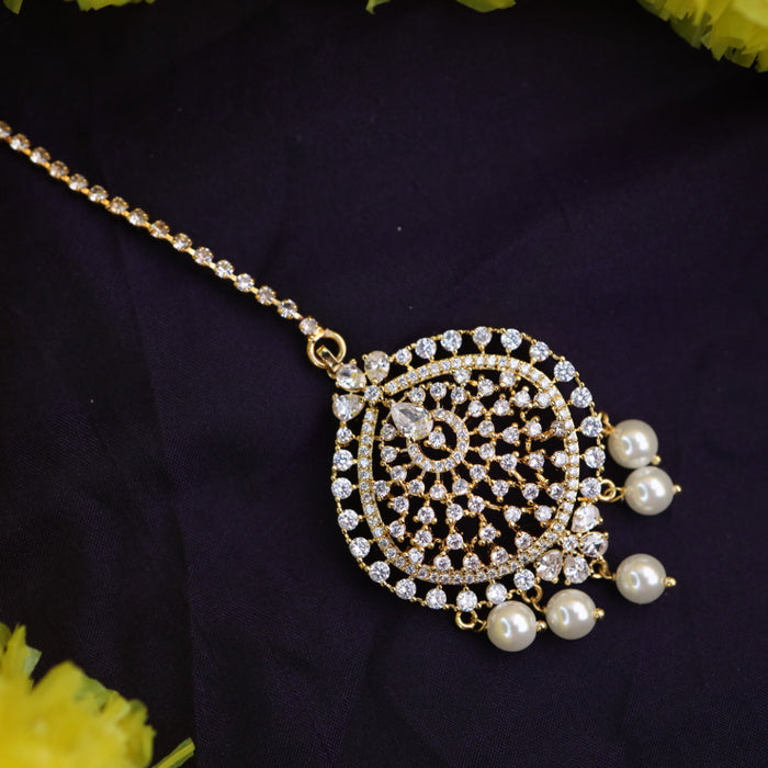 Heritage gold plated white stone tikka 22269511