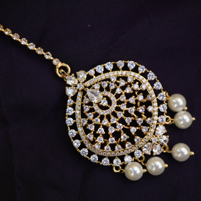 Heritage gold plated white stone tikka 22269511