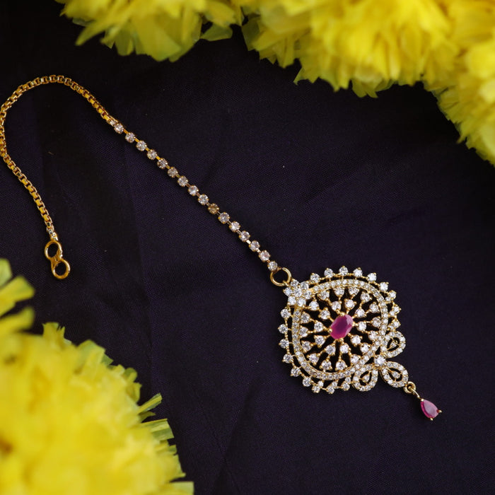 Heritage gold plated ruby white stone tikka 22226456