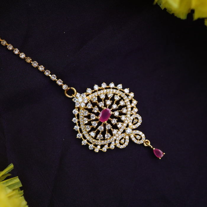 Heritage gold plated ruby white stone tikka 22226456