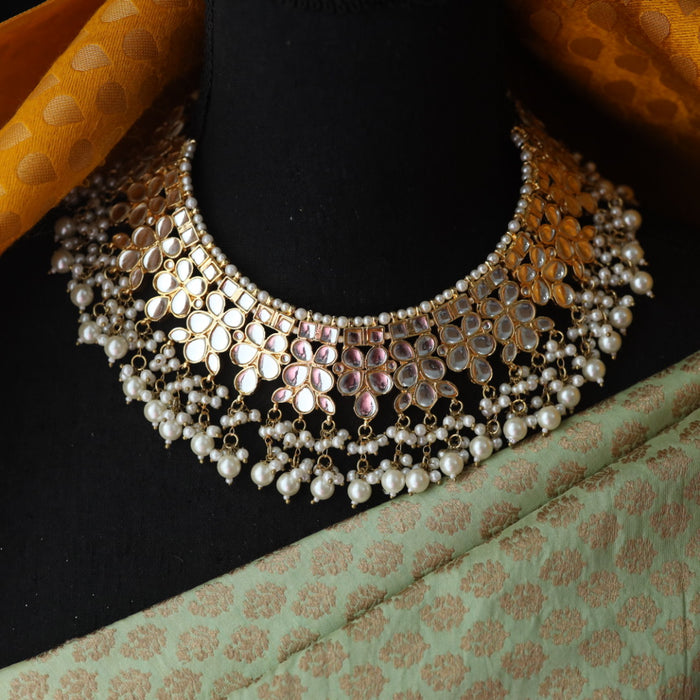 Trendy pearl choker necklace with earrings and tikka 1485576