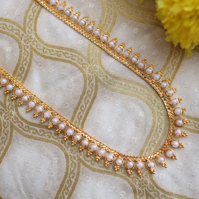 Heritage gold plated pearl long necklace / waistchain 13458