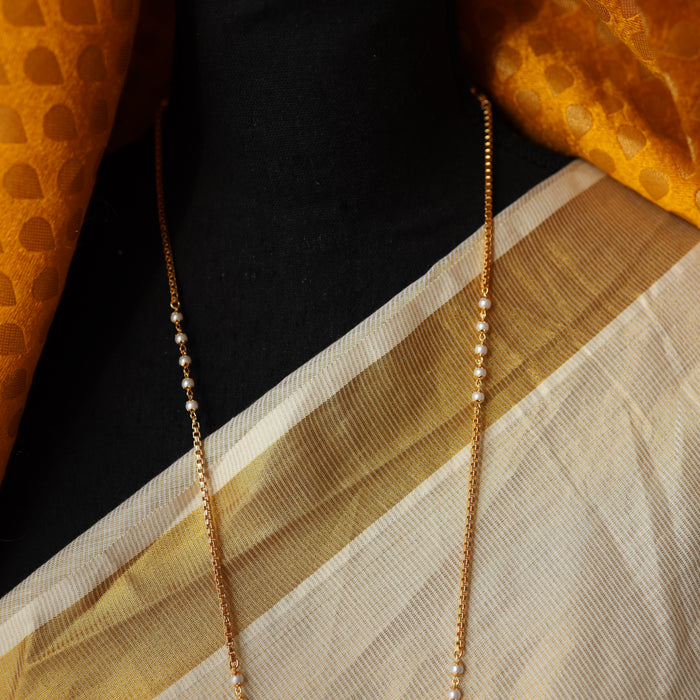 Heritage gold plated ruby white stone padakam long necklace HP9988