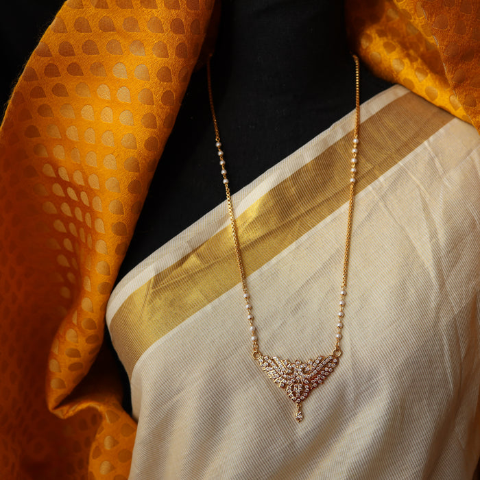 Heritage gold plated ruby white stone padakam long necklace HP9988