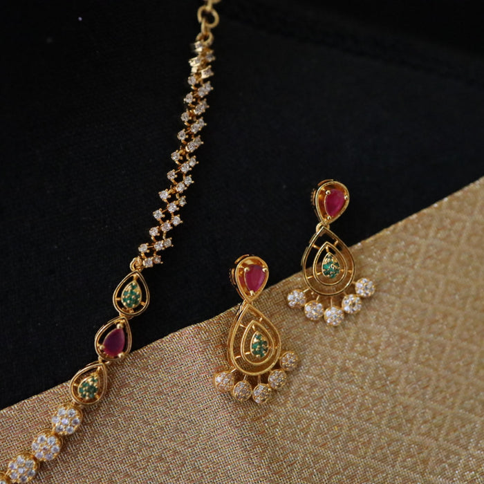 Heritage gold plated short necklace with earrings 13458
