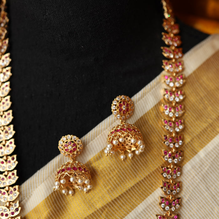 Heritage gold plated short necklace with earrings 13456