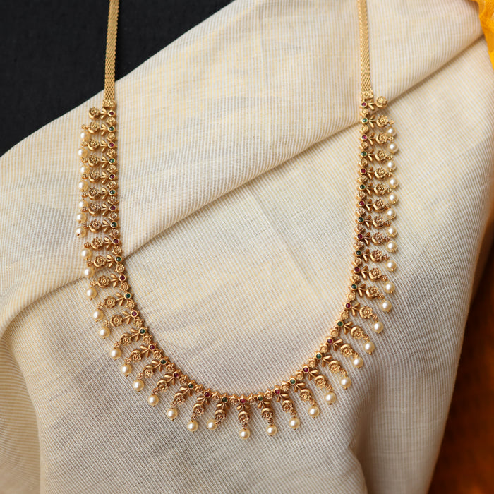 Heritage white stone gold plated padakam chain 148875