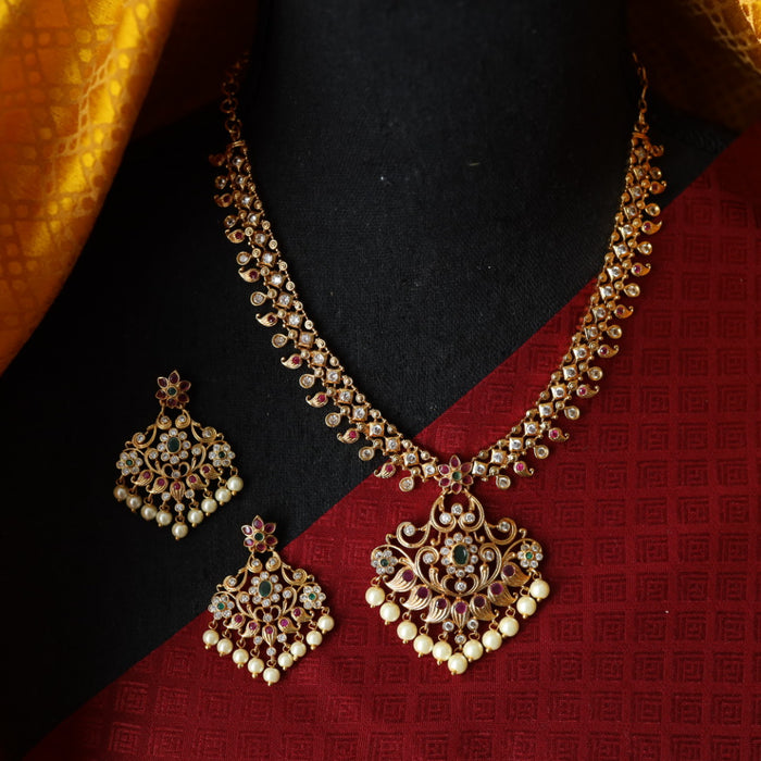 Antique short necklace with earrings 17698