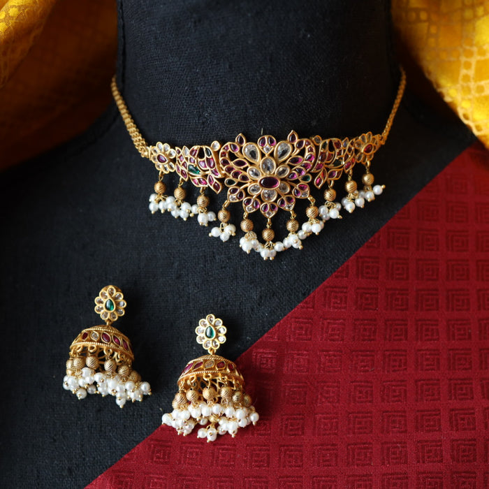 Antique choker necklace with jumka earrings 17708933