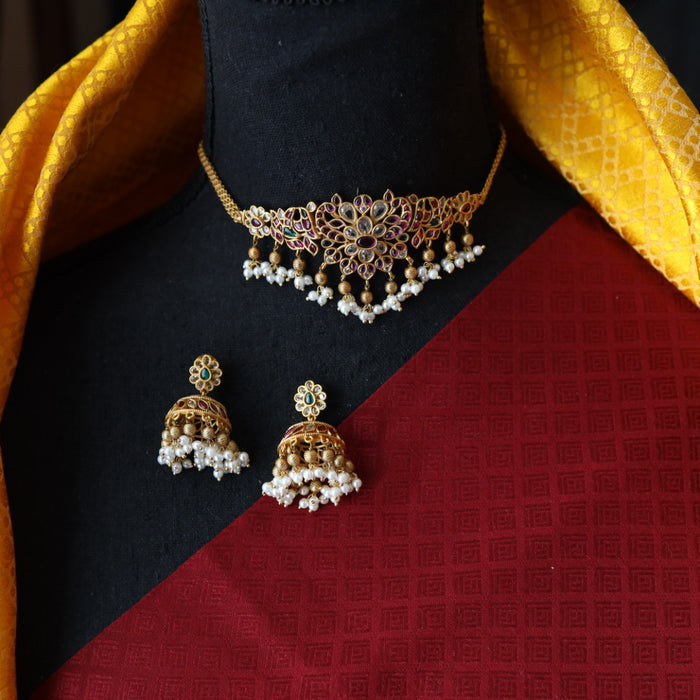 Antique choker necklace with jumka earrings 17708933