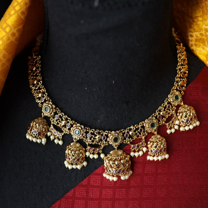 Antique short necklace with earrings 17706