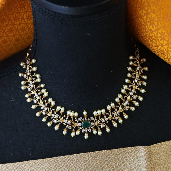 Antique green stone choker necklace with earrings 148800