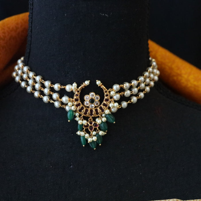 Antique pearl choker necklace with earrings 148804