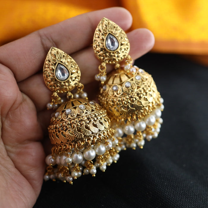 Antique gold and pearl jumka earrings 1246647
