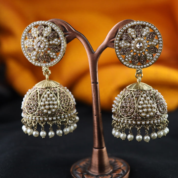 Trendy pearl jumka earrings with tikka 1246645