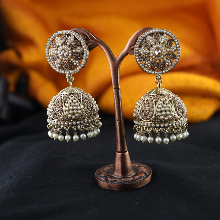 Trendy pearl jumka earrings with tikka 1246645