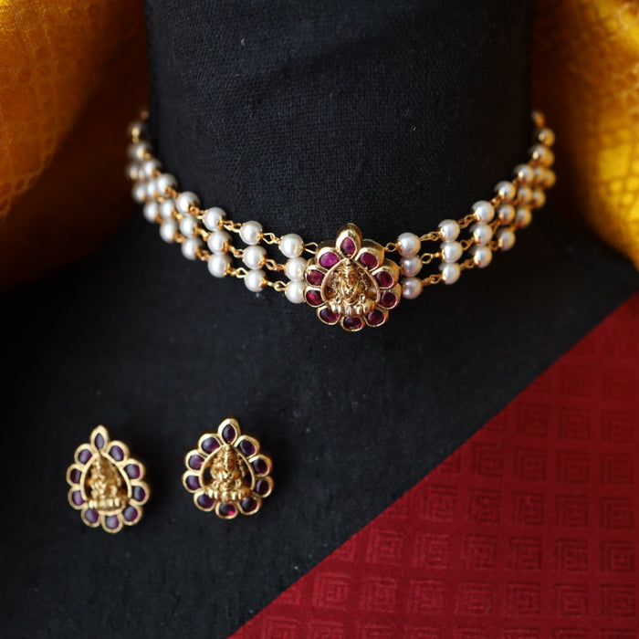 Padmini pearl choker necklace with earrings 1488118