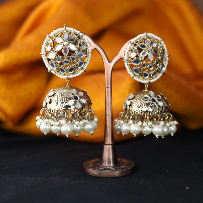 Trendy pearl jumka earrings with tikka 124665